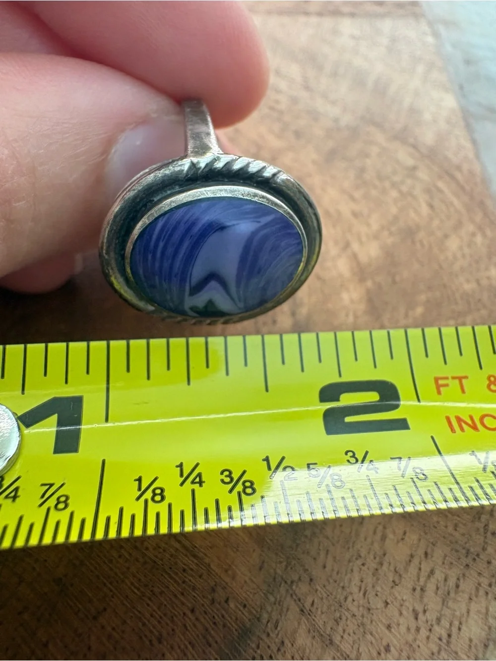 Vintage Sterling Silver Ring with Purple Stone - Size 7.5
